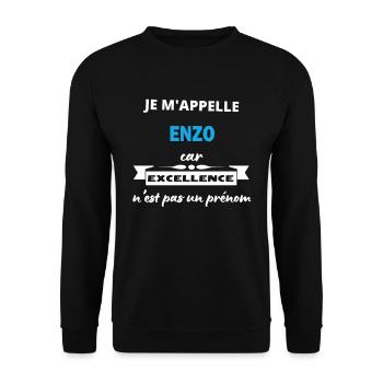 Je m'appelle excellence Enzo - Sweat-shirt Unisexe - noir - Devant - Alina (178cm) & Michal (187cm)