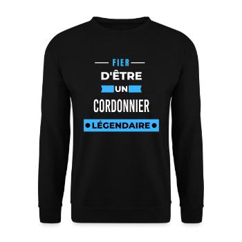 Fier d'être un légendaire CORDONNIER HUMOUR - Sweat-shirt Unisexe - noir - Devant - Alina (178cm) & Michal (187cm)
