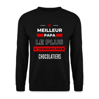 Le meilleur papa plus courageux des Chocolatiers - Sweat-shirt Unisexe - noir - Devant - Alina (178cm) & Michal (187cm)