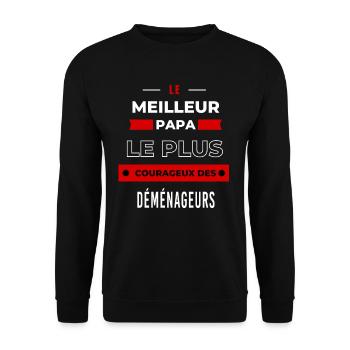 Le meilleur papa le plus courageux des Déménageurs - Sweat-shirt Unisexe - noir - Devant - Alina (178cm) & Michal (187cm)