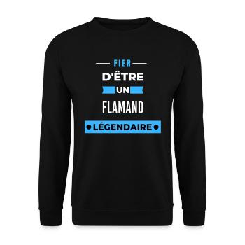Fier d'être un légendaire FLAMAND HUMOUR - Sweat-shirt Unisexe - noir - Devant - Alina (178cm) & Michal (187cm)