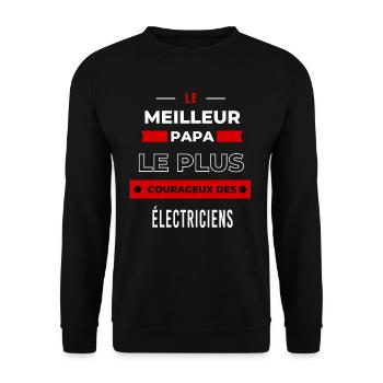 Le meilleur papa plus courageux des Électriciens - Sweat-shirt Unisexe - noir - Devant - Alina (178cm) & Michal (187cm)