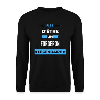 Fier d'être un légendaire FORGERON HUMOUR - Sweat-shirt Unisexe - noir - Devant - Alina (178cm) & Michal (187cm)