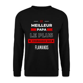 Le meilleur papa, le plus courageux des Flamands - Sweat-shirt Unisexe - noir - Devant - Alina (178cm) & Michal (187cm)