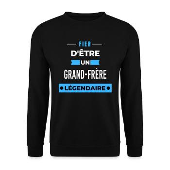 Fier d'être un légendaire GRAND-FRÈRE HUMOUR - Sweat-shirt Unisexe - noir - Devant - Alina (178cm) & Michal (187cm)