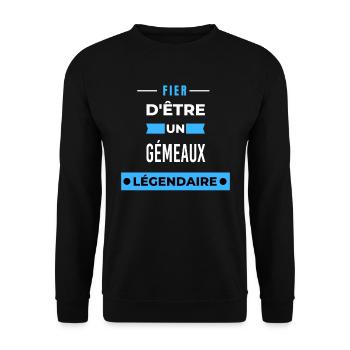 Fier d'être un légendaire GÉMEAUX HUMOUR - Sweat-shirt Unisexe - noir - Devant - Alina (178cm) & Michal (187cm)