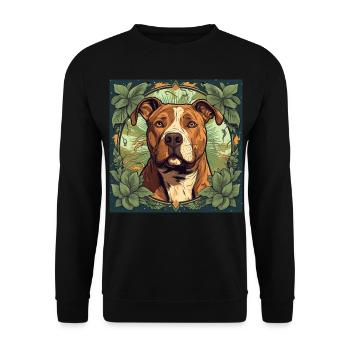 American Pitbull Terrier Hund - Unisex Pullover - Schwarz - Vorne - Alina (178cm) & Michal (187cm)