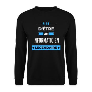Fier d'être un légendaire INFORMATICIEN HUMOUR - Sweat-shirt Unisexe - noir - Devant - Alina (178cm) & Michal (187cm)