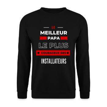 Le meilleur papa plus courageux des Installateurs - Sweat-shirt Unisexe - noir - Devant - Alina (178cm) & Michal (187cm)