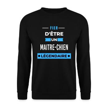Fier d'être un légendaire MAITRE-CHIEN HUMOUR - Sweat-shirt Unisexe - noir - Devant - Alina (178cm) & Michal (187cm)