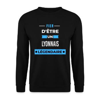 Fier d'être un légendaire LYONNAIS HUMOUR - Sweat-shirt Unisexe - noir - Devant - Alina (178cm) & Michal (187cm)