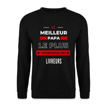 Le meilleur papa, le plus courageux des Livreurs - Sweat-shirt Unisexe - noir - Devant - Alina (178cm) & Michal (187cm)