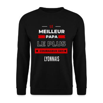 Le meilleur papa, le plus courageux des Lyonnais - Sweat-shirt Unisexe - noir - Devant - Alina (178cm) & Michal (187cm)