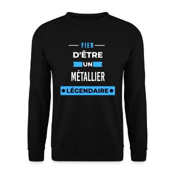 Fier d'être un légendaire MÉTALLIER HUMOUR - Sweat-shirt Unisexe - noir - Devant - Alina (178cm) & Michal (187cm)