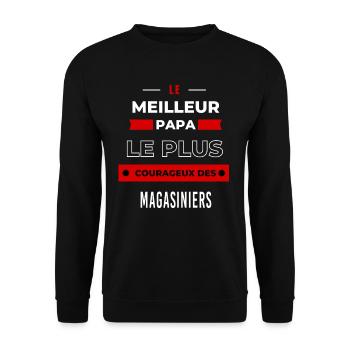 Le meilleur papa le plus courageux des Magasiniers - Sweat-shirt Unisexe - noir - Devant - Alina (178cm) & Michal (187cm)