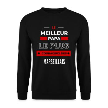 Le meilleur papa le plus courageux des Marseillais - Sweat-shirt Unisexe - noir - Devant - Alina (178cm) & Michal (187cm)