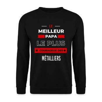 Le meilleur papa, le plus courageux des Métalliers - Sweat-shirt Unisexe - noir - Devant - Alina (178cm) & Michal (187cm)
