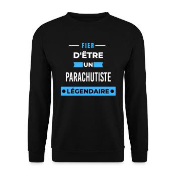 Fier d'être un légendaire PARACHUTISTE HUMOUR - Sweat-shirt Unisexe - noir - Devant - Alina (178cm) & Michal (187cm)