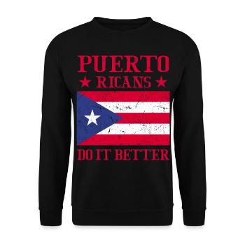 Puerto Rico Flagge | Puerto Ricaner Geschenkideen - Unisex Pullover - Schwarz - Vorne - Alina (178cm) & Michal (187cm)