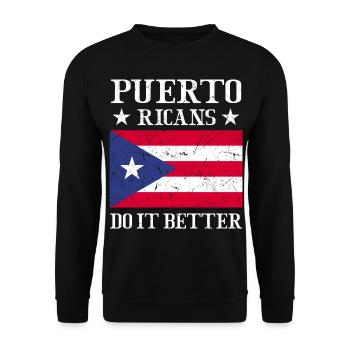 Puerto Rico Flagge | Puerto Ricaner Geschenkideen - Unisex Pullover - Schwarz - Vorne - Alina (178cm) & Michal (187cm)
