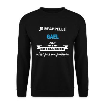 Je m'appelle excellence Gael - Sweat-shirt Unisexe - noir - Devant - Alina (178cm) & Michal (187cm)