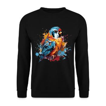 Buntfalke Farbkleckse Farbspritzer - Unisex Pullover - Schwarz - Vorne - Alina (178cm) & Michal (187cm)