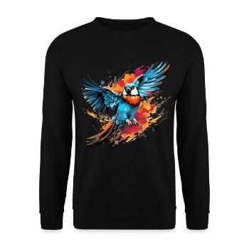 Buntfalke Farbkleckse Farbspritzer - Unisex Pullover - Schwarz - Vorne - Alina (178cm) & Michal (187cm)