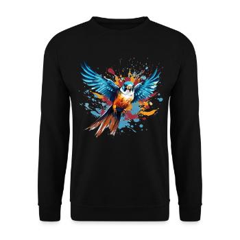 Buntfalke Farbkleckse Farbspritzer - Unisex Pullover - Schwarz - Vorne - Alina (178cm) & Michal (187cm)