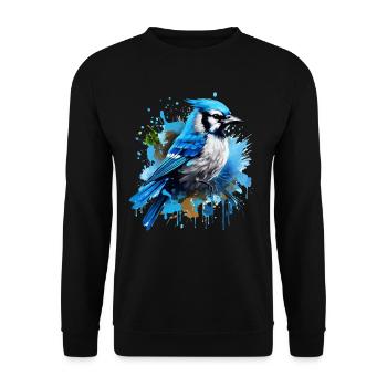 Colorful blue jay, splashes of paint, splashes of paint - Unisex Sweatshirt - black - Front - Alina (178cm) & Michal (187cm)