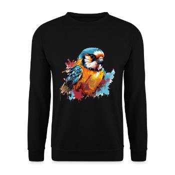 Buntfalke Farbkleckse Farbspritzer - Unisex Pullover - Schwarz - Vorne - Alina (178cm) & Michal (187cm)