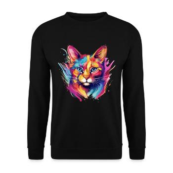 Colorful Chausie cat paint blobs paint splashes - Unisex Sweatshirt - black - Front - Alina (178cm) & Michal (187cm)