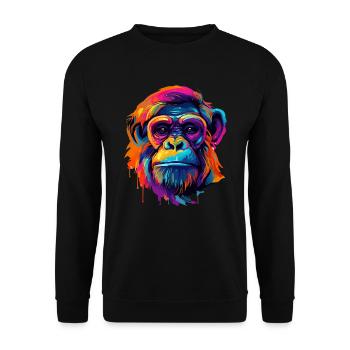 Colorful bonobo paint splashes of paint - Unisex Sweatshirt - black - Front - Alina (178cm) & Michal (187cm)