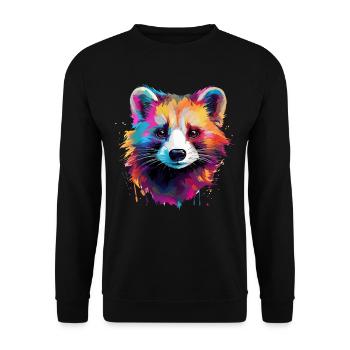 Buntes Frettchen Farbkleckse Farbspritzer - Unisex Pullover - Schwarz - Vorne - Alina (178cm) & Michal (187cm)