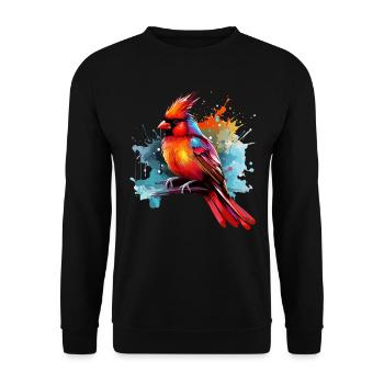Colorful Red Cardinal Splashes of Paint Splashes - Unisex Sweatshirt - black - Front - Alina (178cm) & Michal (187cm)