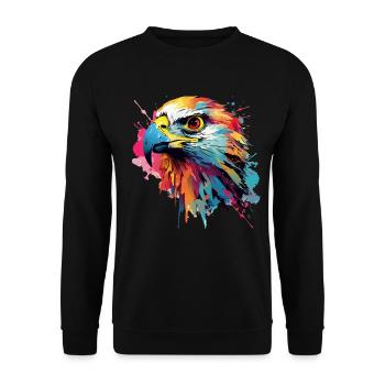 Bunter Falke Farbkleckse Farbspritzer - Unisex Pullover - Schwarz - Vorne - Alina (178cm) & Michal (187cm)