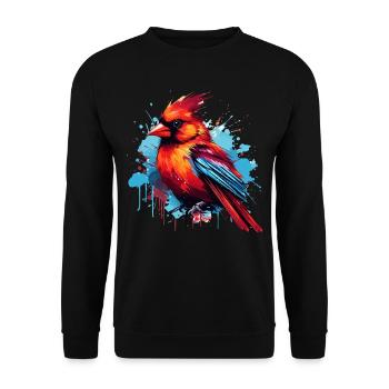 Colorful red cardinal paint splashes - Unisex Sweatshirt - black - Front - Alina (178cm) & Michal (187cm)