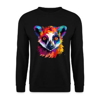 Colorful Lemur, Splashes of Paint, Splashes of Paint - Unisex Sweatshirt - black - Front - Alina (178cm) & Michal (187cm)