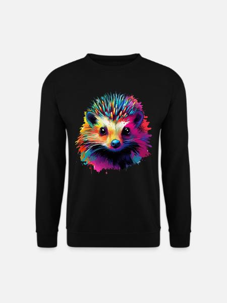 Bunter Igel Farbkleckse Farbspritzer - Unisex Pullover - Schwarz