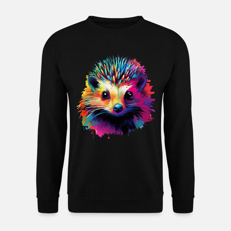 Bunter Igel Farbkleckse Farbspritzer - Unisex Pullover - Schwarz