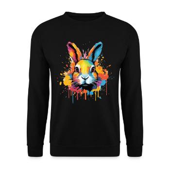 Lapin coloré, taches de peinture, éclaboussures de peinture - Sweat-shirt Unisexe - noir - Devant - Alina (178cm) & Michal (187cm)