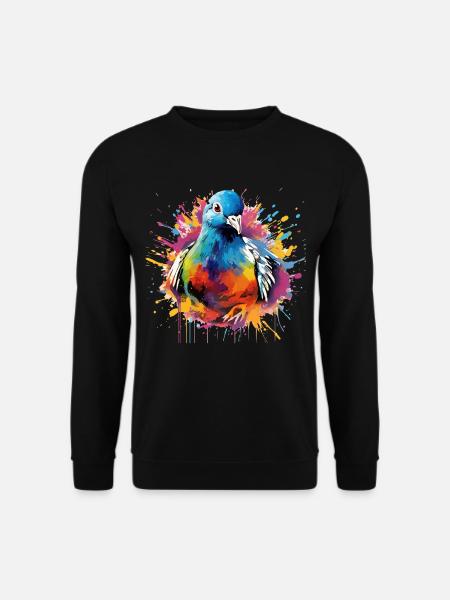 Bunte Taube Farbkleckse Farbspritzer - Unisex Pullover - Schwarz