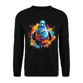 Colombe colorée, taches de peinture, éclaboussures de peinture - Sweat-shirt Unisexe - noir - Devant - Alina (178cm) & Michal (187cm)