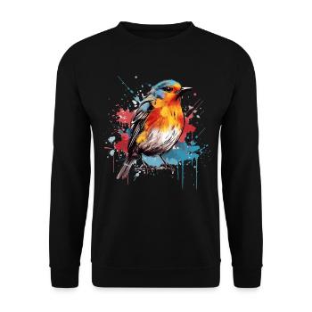 Rouge-gorge coloré, éclaboussures de peinture, éclaboussures de peinture - Sweat-shirt Unisexe - noir - Devant - Alina (178cm) & Michal (187cm)
