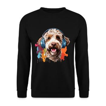 Lagotto Romagnolo coloré avec casque - Sweat-shirt Unisexe - noir - Devant - Alina (178cm) & Michal (187cm)