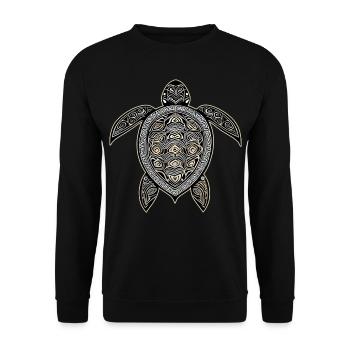 Maori Symbol Schildkröte II - Unisex Pullover - Schwarz - Vorne - Alina (178cm) & Michal (187cm)