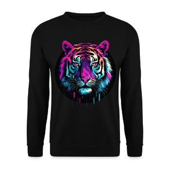 Tiger Tiger Head Neon Colorful Colorful Wild Brave - Unisex Sweatshirt - black - Front - Alina (178cm) & Michal (187cm)