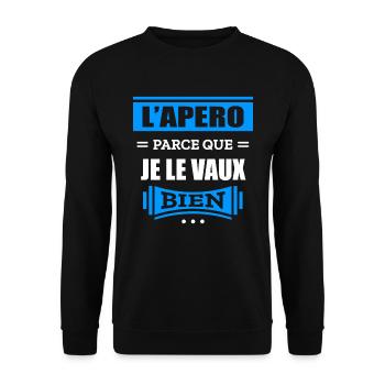 L'APÉRO PARCE QUE JE LE VAUX BIEN - Sweat-shirt Unisexe - noir - Devant - Alina (178cm) & Michal (187cm)