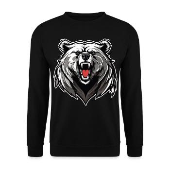 Stolze brüllender Bär - Unisex Pullover - Schwarz - Vorne - Alina (178cm) & Michal (187cm)