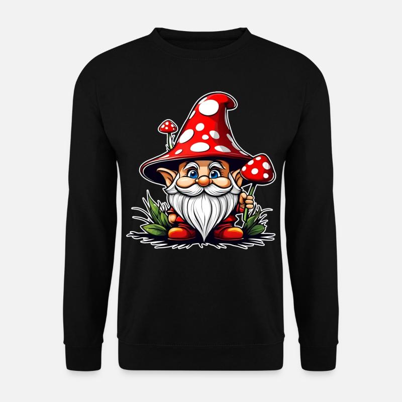 Niedlicher Fliegenpilz Kobold - Unisex Pullover - Schwarz