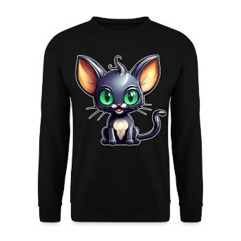 Cute black cat in comic style - Unisex Sweatshirt - black - Front - Alina (178cm) & Michal (187cm)